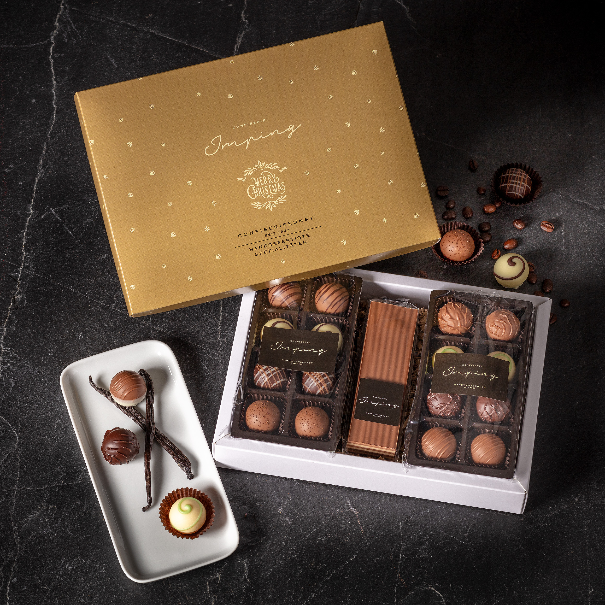 Weihnachts-Pralinenmischung "Merry Christmas" mit Ihrem Logo